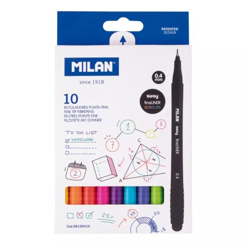 Zestaw cienkopisów SWAY FINELINER 0,4 mm Milan 10 kolorów Zestaw cienkopisów SWAY FINELINER 0,4 mm Milan 10 kolorów