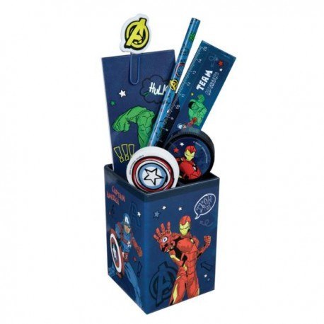 Pojemnik z przyborami szkolnymi, 7 el. avengers Pojemnik z przyborami szkolnymi, 7 el. avengers