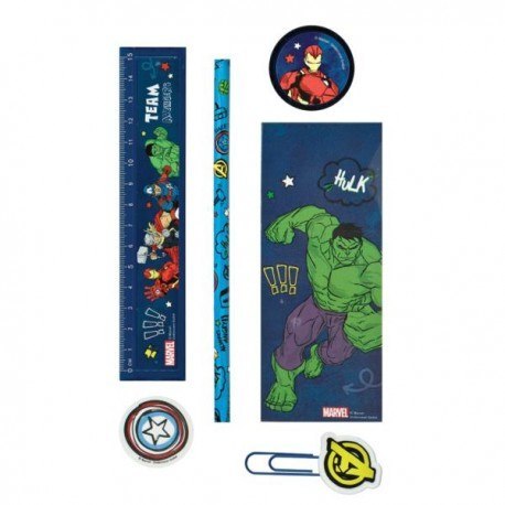 Pojemnik z przyborami szkolnymi, 7 el. avengers Pojemnik z przyborami szkolnymi, 7 el. avengers