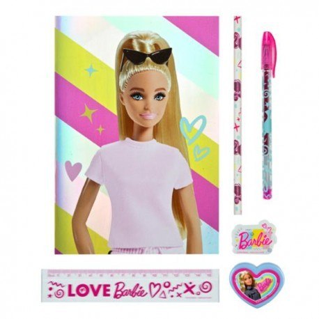 Zestaw przyborów szkolnych w saszetce 7 el. barbie Zestaw przyborów szkolnych w saszetce 7 el. barbie