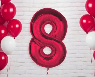 Balon foliowy Smart, cyfra 8, czerwona, 92 cm AA