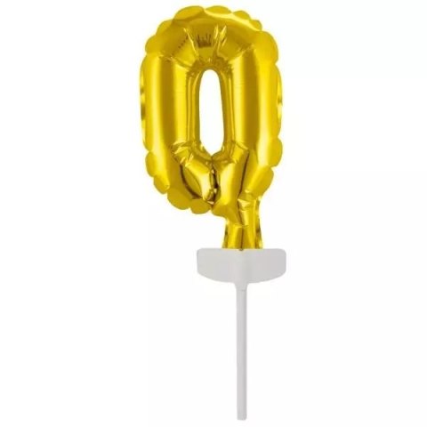 Balon foliowy mini cyfra 0 złota 7,5x12cm Balon foliowy mini cyfra 0 złota 7,5x12cm