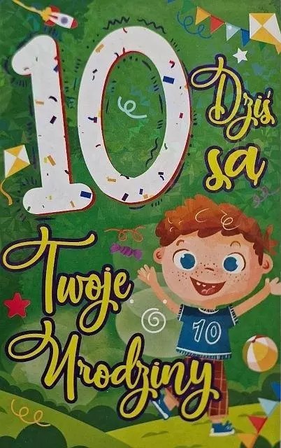 Karnet Urodziny 10 chłopiec Karnet Urodziny 10 chłopiec