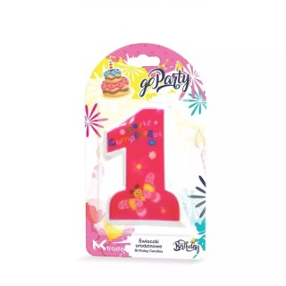 Świeczka urodzinowa 1 różowa 11cm