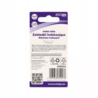Zakładki indeksujące papierowe Strigo 44x15 20 szt.