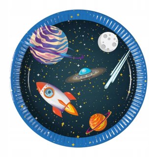 Talerzyki Kosmos Rakieta 20 cm 8 sztuk Urodziny