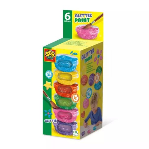 SES Farby plakatowe z brokatem 6x45ml SES Farby plakatowe z brokatem 6x45ml