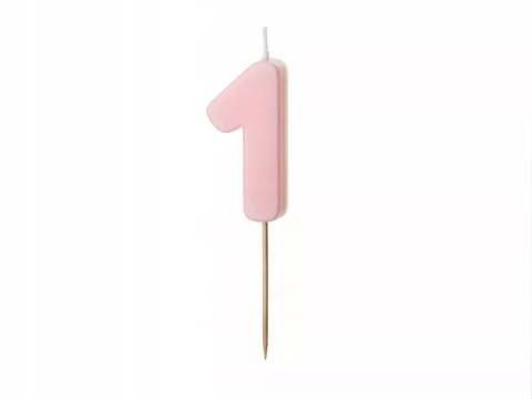 Świeczka urodzinowa Cyferka 1, jasny różowy, 5.5 cm Świeczka urodzinowa Cyferka 1, jasny różowy, 5.5 cm