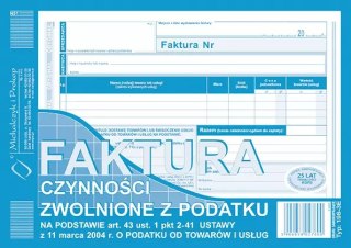Faktura czynności zwolnione z podatatku A5
