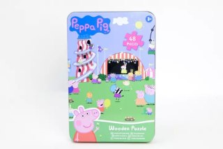 Świnka Peppa puzzle drewniane w puszce 48 elementów