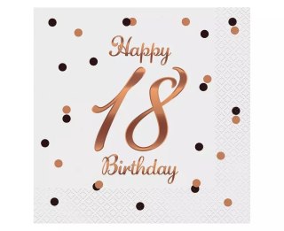 Serwetki Happy 18 Birthday białe 33x33cm 20szt