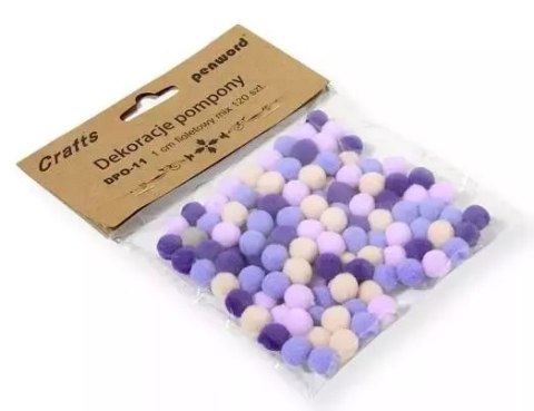 Dekoracje pompony 1cm mix fioletowy 120szt Dekoracje pompony 1cm mix fioletowy 120szt