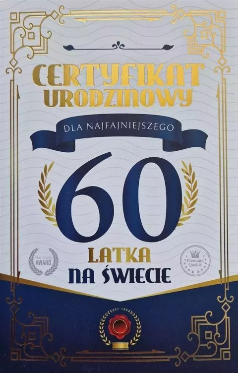 Karnet Certyfikat Urodzinowy 60 urodziny męskie Karnet Certyfikat Urodzinowy 60 urodziny męskie