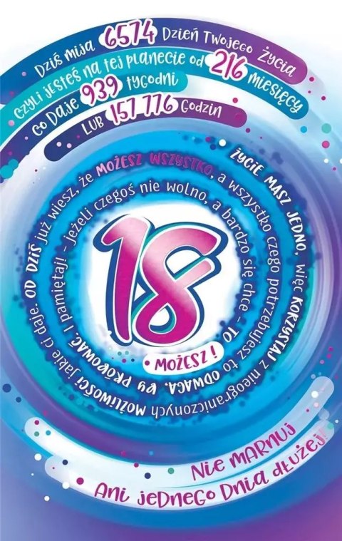 Kartka okolicznościowa Urodziny 18 ST06 Kartka okolicznościowa Urodziny 18 ST06