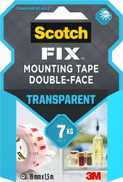 Taśma montażowa transparentna 19mmx1,5m Taśma montażowa transparentna 19mmx1,5m