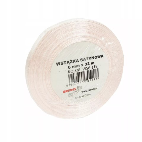 Wstążka satynowa szampańska 6mm x 32m Wstążka satynowa szampańska 6mm x 32m