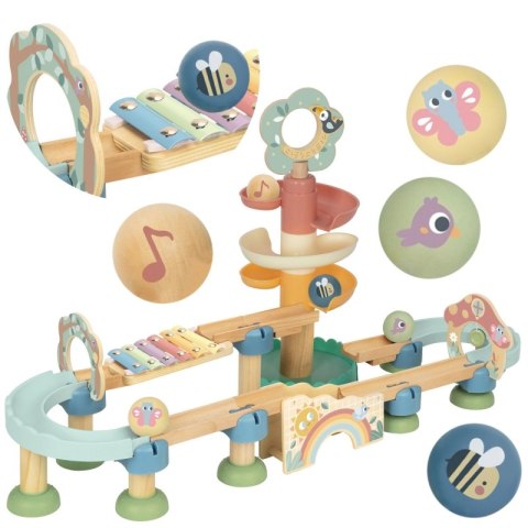 Tooky Toy Drewniany Muzyczny Tor Kulkowy Kulodrom 44 el. Pastelowe Tooky Toy Drewniany Muzyczny Tor Kulkowy Kulodrom 44 el. Pastelowe