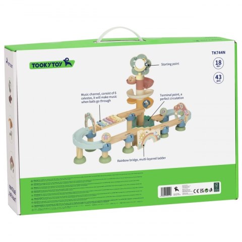Tooky Toy Drewniany Muzyczny Tor Kulkowy Kulodrom 44 el. Pastelowe Tooky Toy Drewniany Muzyczny Tor Kulkowy Kulodrom 44 el. Pastelowe