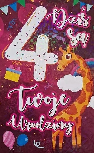 Karnet Urodziny 4 dziewczynka Karnet Urodziny 4 dziewczynka