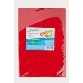 Filc Dekoracyjny Arkusz 5 szt. czerwony Craft with Fun 439307
