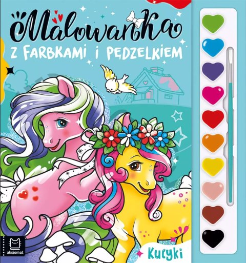 Malowanka z farbkami i pędzelkiem. Kucyki Malowanka z farbkami i pędzelkiem. Kucyki