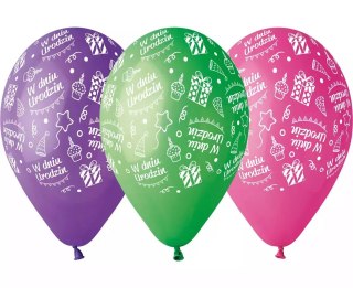 Balony premium, urodzinowe (5 sztuk)