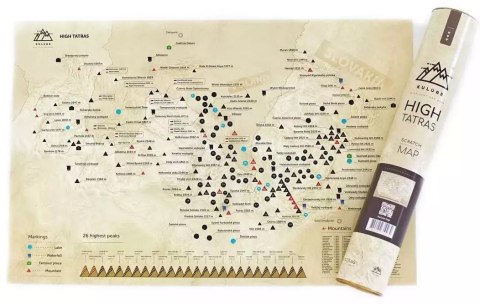 Mapa zdrapka. Szczyty w Tatrach Wysokich