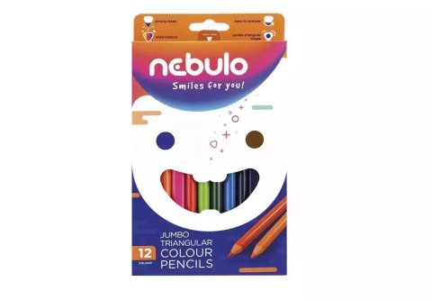Kredki ołówkowe trójkątne Jumbo 12 kolorów NEBULO Kredki ołówkowe trójkątne Jumbo 12 kolorów NEBULO
