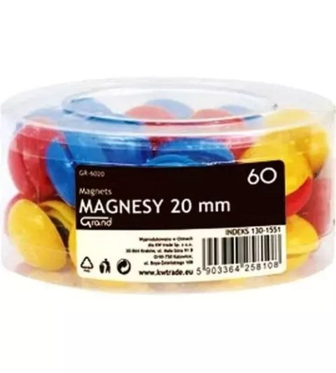 Magnesy 20 mm tuba (60 sztuk) Magnesy 20 mm tuba (60 sztuk)