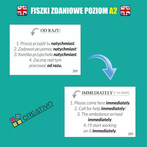 Angielski. Fiszki zdaniowe. Poziom A2 Angielski. Fiszki zdaniowe. Poziom A2