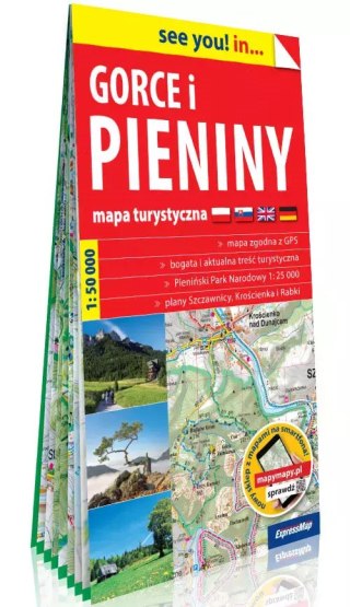 Gorce i Pieniny; papierowa mapa turystyczna 1:50 000