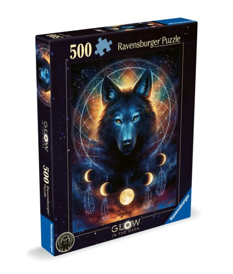 Puzzle 500 elementów. Świecące w ciemności. Wilk i księżyce Puzzle 500 elementów. Świecące w ciemności. Wilk i księżyce