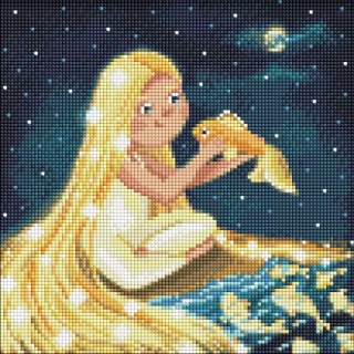 Zestaw do mozaiki diamentowej bez ramy. Sekretna rzeka z holograficznymi kryształkami AB, 30x30 cm
