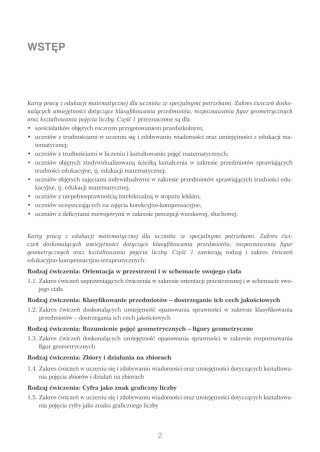 Karty pracy z edukacji matematycznej dla uczniów ze specjalnymi potrzebami. Część 1