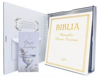 Biblia w pudełku. Pamiątka Chrztu świętego, złota, kielich