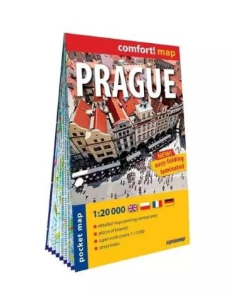 Praga (Prague). Laminowany plan miasta, kieszonkowy, 1:20 000