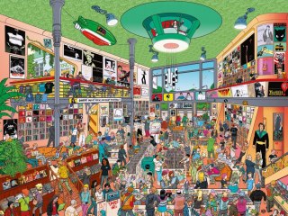 Puzzle 1500 elementów. Sklep z płytami winylowymu