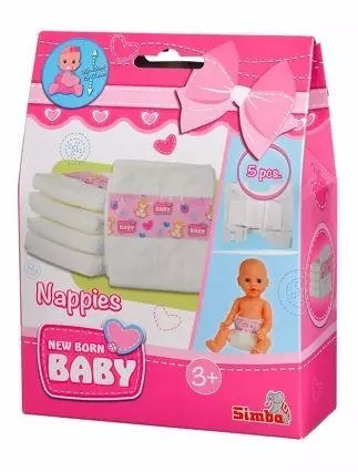 5 pieluszek dla lalki New Born Baby 5 pieluszek dla lalki New Born Baby