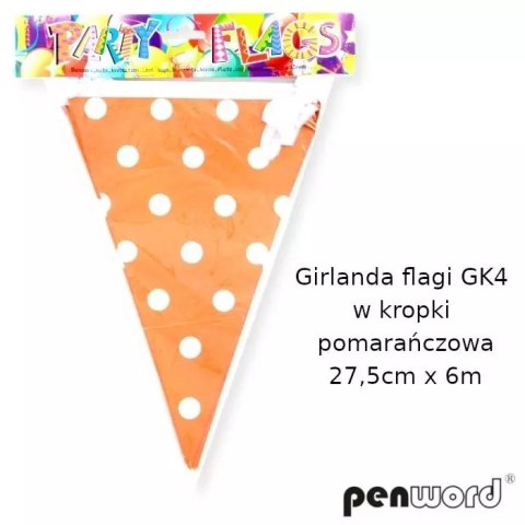 Girlanda flagi w kropki pomarańczowa 27.5cmx6m Girlanda flagi w kropki pomarańczowa 27.5cmx6m