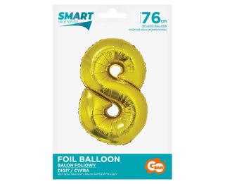 Balon foliowy. Cyfra 8, złota (76 cm)