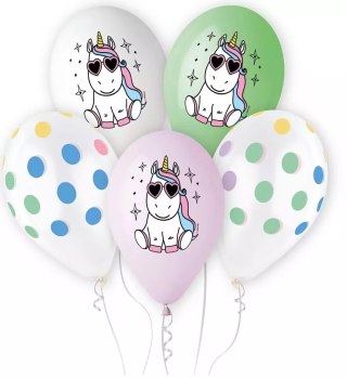Balony lateksowe, jednorożce (5 sztuk)