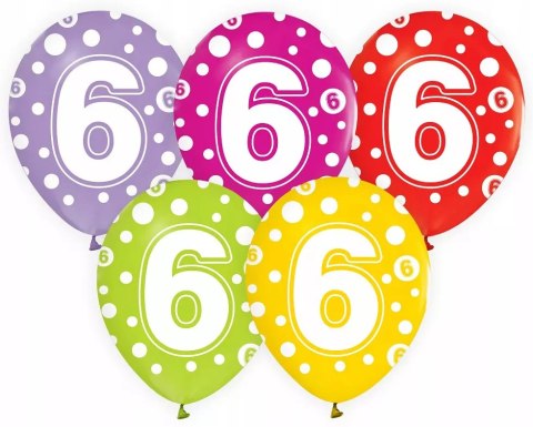 Balony lateksowe na 6 urodziny (5 sztuk) Balony lateksowe na 6 urodziny (5 sztuk)