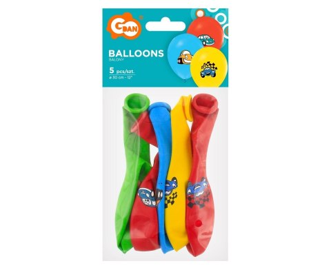 Balony lateksowe różne kolory, autka (5 sztuk) Balony lateksowe różne kolory, autka (5 sztuk)