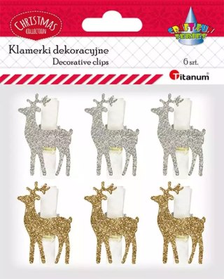 Klamerki Drewniane z Dekorem Renifer 6szt. Titanum Craft-fun Series 19br0409-1