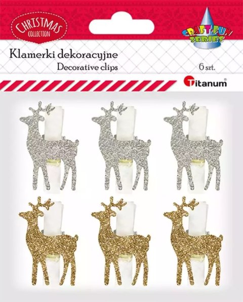 Klamerki Drewniane z Dekorem Renifer 6szt. Titanum Craft-fun Series 19br0409-1 Klamerki Drewniane z Dekorem Renifer 6szt. Titanum Craft-fun Series 19br0409-1