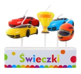 Świeczki Urodzinowe Figurki 4szt Wyscigi Samo