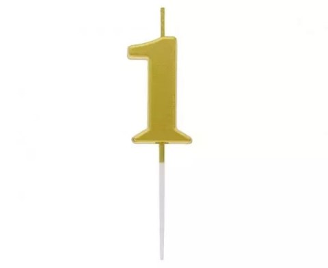 Świeczka piker B&C cyferka 1 metaliczna złota 9.5x2.3 cm BH-SPZ1 Świeczka piker B&C cyferka 1 metaliczna złota 9.5x2.3 cm BH-SPZ1