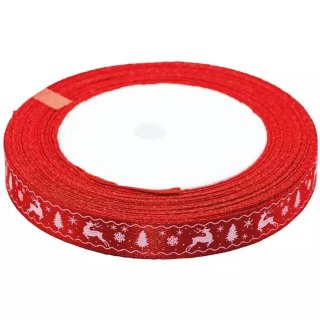 Wstążka satynowa z motywem świątecznym 25mmx22m