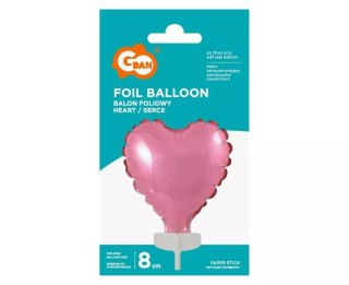Balon foliowy serce na patyczku 8cm