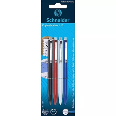 Długopis automatyczny SCHNEIDER K15, 4 szt., blister Długopis automatyczny SCHNEIDER K15, 4 szt., blister